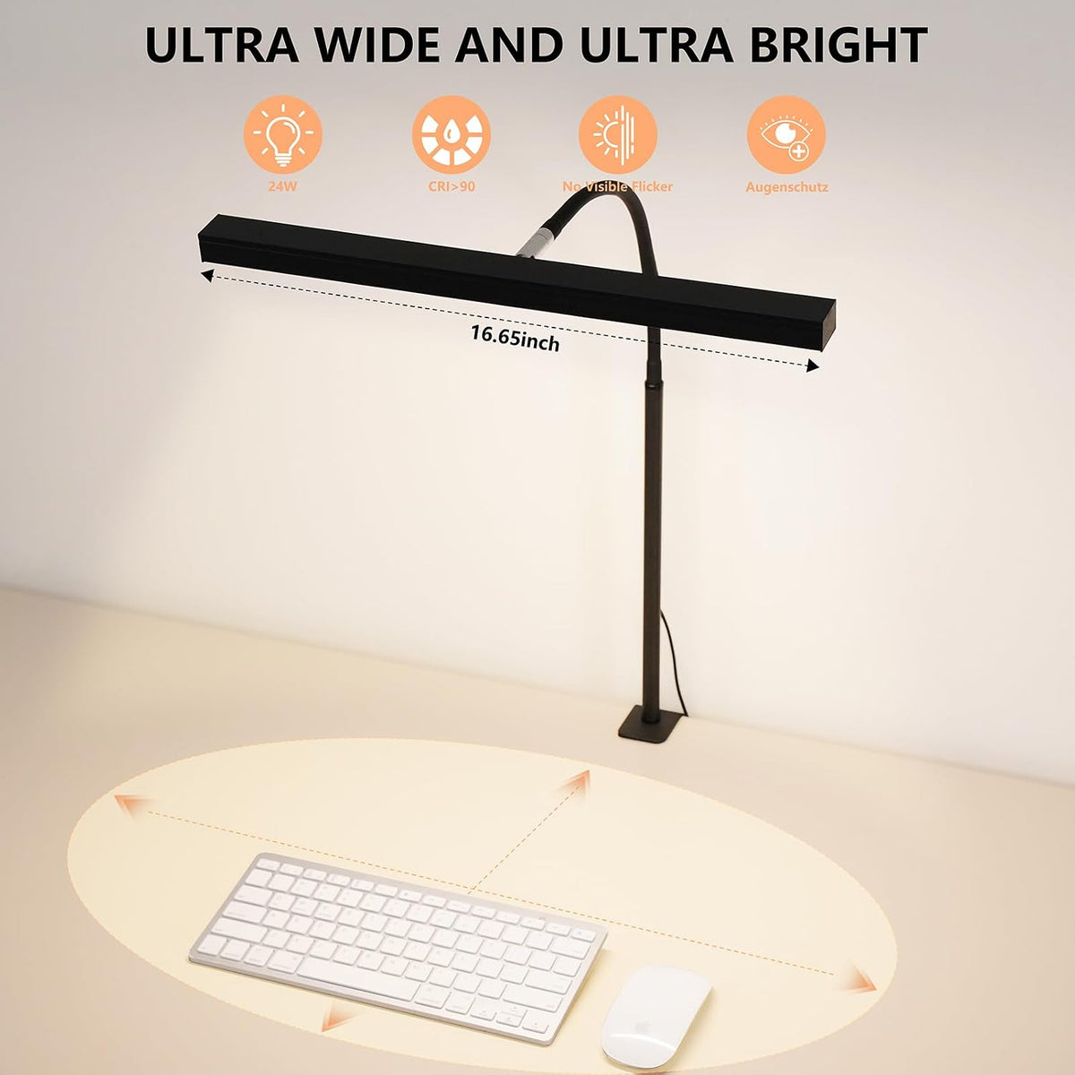 LED Desk Lamp for Office Home, Adjustable Flexible Eye-Caring Desk Light with,5 Modes 10 Brightness Adjustment, USB Adapter Desk Lamp with Clamp-MINI-B