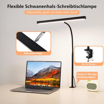 LED Desk Lamp for Office Home, Adjustable Flexible Eye-Caring Desk Light with,5 Modes 10 Brightness Adjustment, USB Adapter Desk Lamp with Clamp-MINI-B