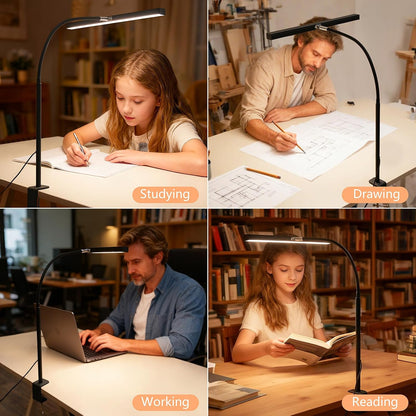 LED Desk Lamp for Office Home, Adjustable Flexible Eye-Caring Desk Light with,5 Modes 10 Brightness Adjustment, USB Adapter Desk Lamp with Clamp-MINI-B