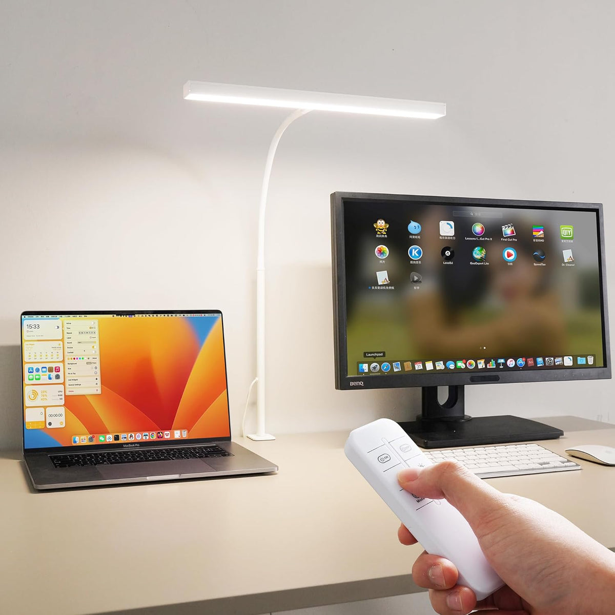 LED Desk Lamp for Office Home, Adjustable Flexible Eye-Caring Desk Light with,5 Modes 10 Brightness Adjustment, USB Adapter Desk Lamp with Clamp-MINI-B