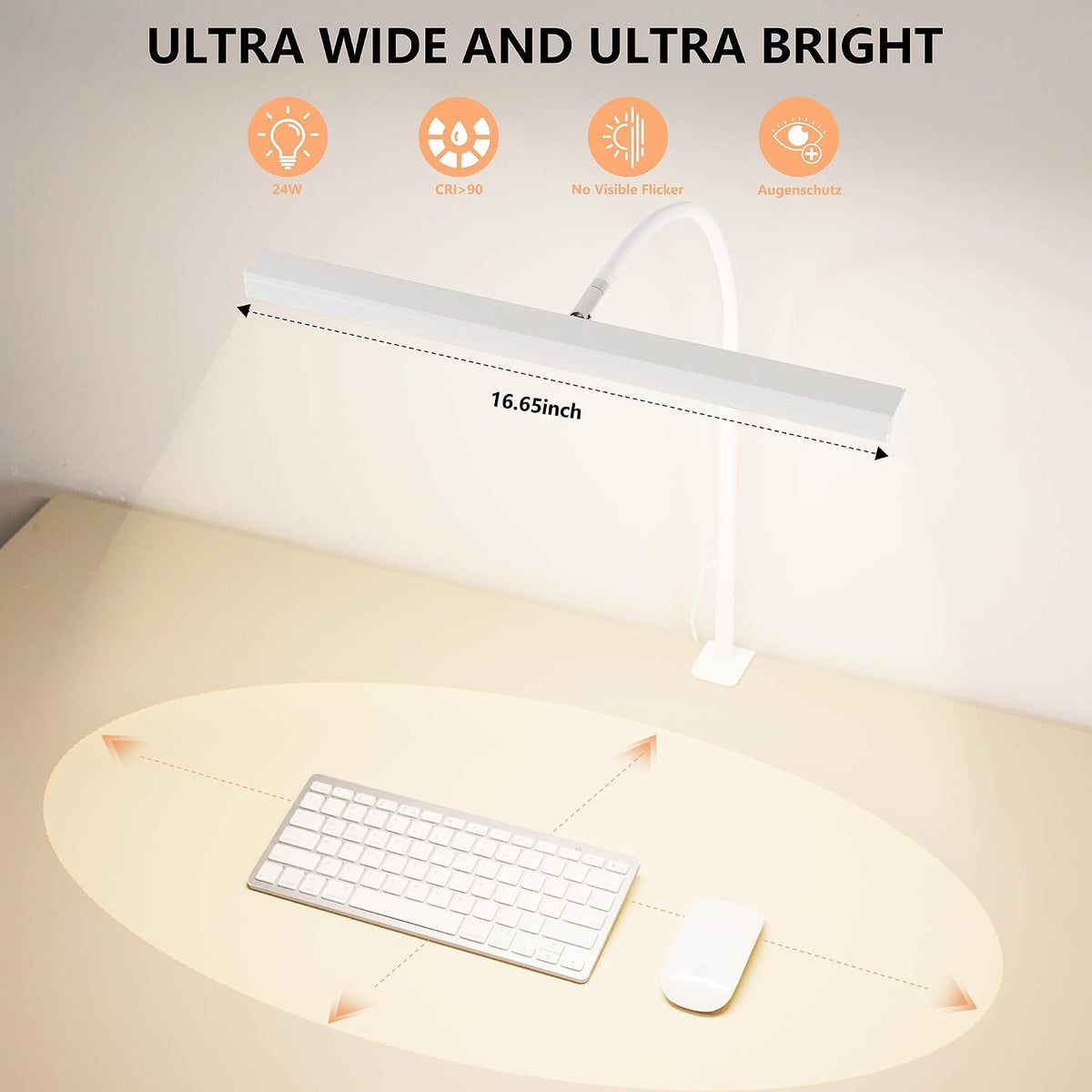 LED Desk Lamp for Office Home, Adjustable Flexible Eye-Caring Desk Light with,5 Modes 10 Brightness Adjustment, USB Adapter Desk Lamp with Clamp-MINI-B