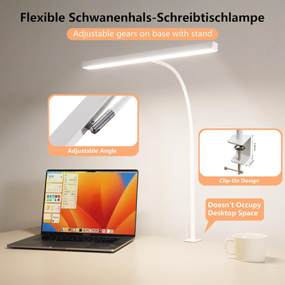 LED Desk Lamp for Office Home, Adjustable Flexible Eye-Caring Desk Light with,5 Modes 10 Brightness Adjustment, USB Adapter Desk Lamp with Clamp-MINI-B
