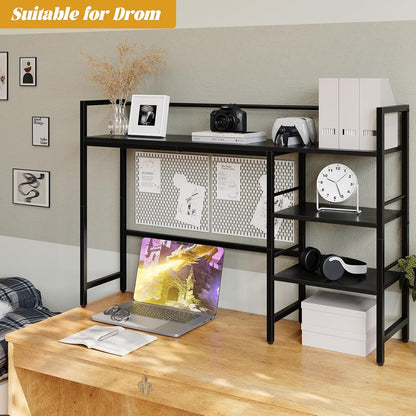 Desk Shelf, 38.6 Inch Wood Desk Organizer Shelf for Computer Monitor, Desk Hutch Storage, Desktop Shelf for Top of Desk, 3 Tier Desktop Bookshelf for Home Office Dorm, Rustic