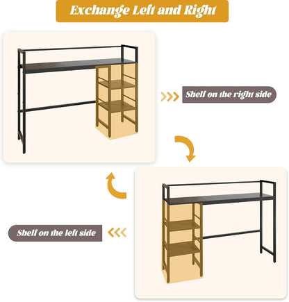Desk Shelf, 38.6 Inch Wood Desk Organizer Shelf for Computer Monitor, Desk Hutch Storage, Desktop Shelf for Top of Desk, 3 Tier Desktop Bookshelf for Home Office Dorm, Rustic