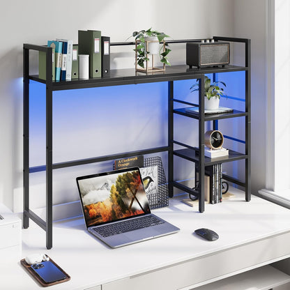 Desk Shelf, 38.6 Inch Wood Desk Organizer Shelf for Computer Monitor, Desk Hutch Storage, Desktop Shelf for Top of Desk, 3 Tier Desktop Bookshelf for Home Office Dorm, Rustic