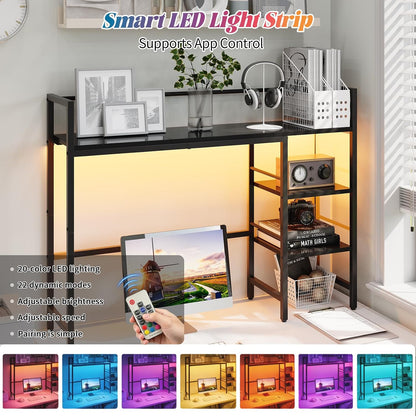 Desk Shelf, 38.6 Inch Wood Desk Organizer Shelf for Computer Monitor, Desk Hutch Storage, Desktop Shelf for Top of Desk, 3 Tier Desktop Bookshelf for Home Office Dorm, Rustic