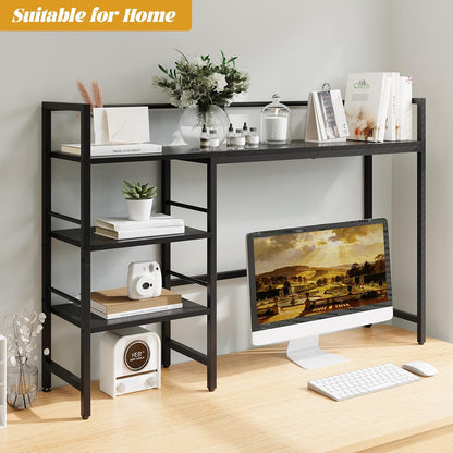 Desk Shelf, 38.6 Inch Wood Desk Organizer Shelf for Computer Monitor, Desk Hutch Storage, Desktop Shelf for Top of Desk, 3 Tier Desktop Bookshelf for Home Office Dorm, Rustic