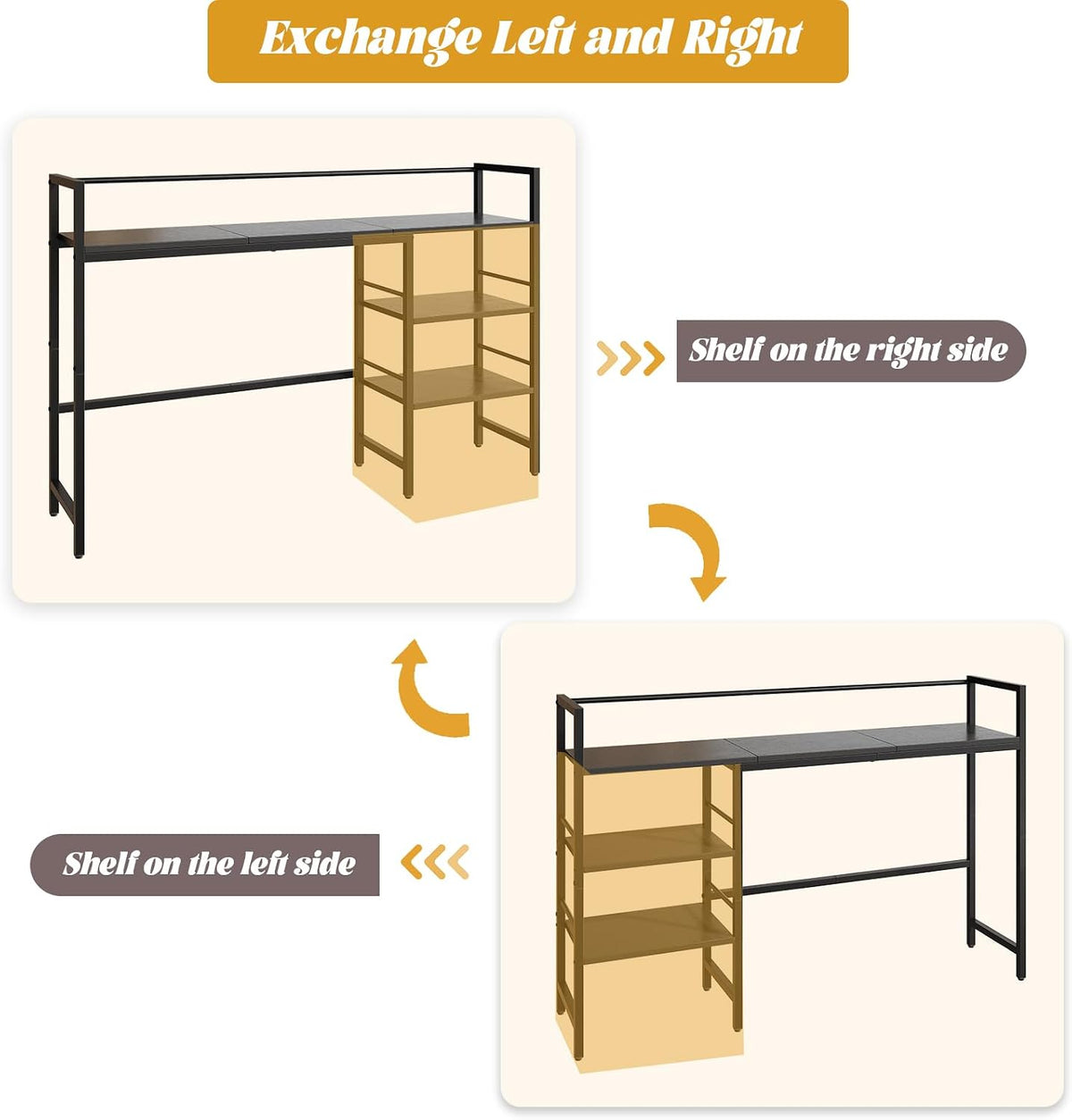 Desk Shelf, 38.6 Inch Wood Desk Organizer Shelf for Computer Monitor, Desk Hutch Storage, Desktop Shelf for Top of Desk, 3 Tier Desktop Bookshelf for Home Office Dorm, Rustic