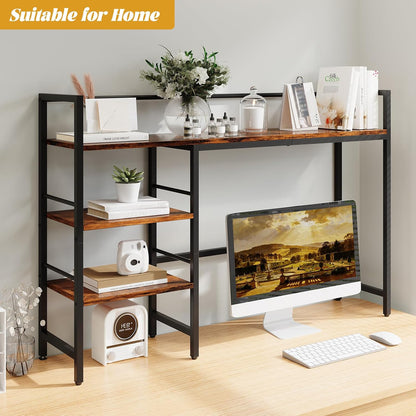 Desk Shelf, 38.6 Inch Wood Desk Organizer Shelf for Computer Monitor, Desk Hutch Storage, Desktop Shelf for Top of Desk, 3 Tier Desktop Bookshelf for Home Office Dorm, Rustic