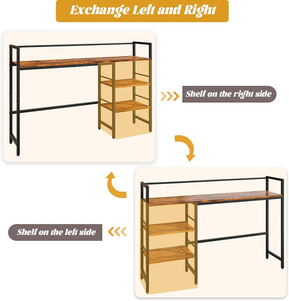 Desk Shelf, 38.6 Inch Wood Desk Organizer Shelf for Computer Monitor, Desk Hutch Storage, Desktop Shelf for Top of Desk, 3 Tier Desktop Bookshelf for Home Office Dorm, Rustic