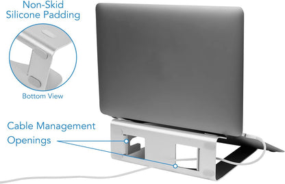 ! Vertical Laptop Stand for Desk, 2-in-1 Aluminum Laptop Holder & Angled Riser for 11–15 Inch Laptops, Space-Saving Laptop Dock for External Monitor Setup, Silver