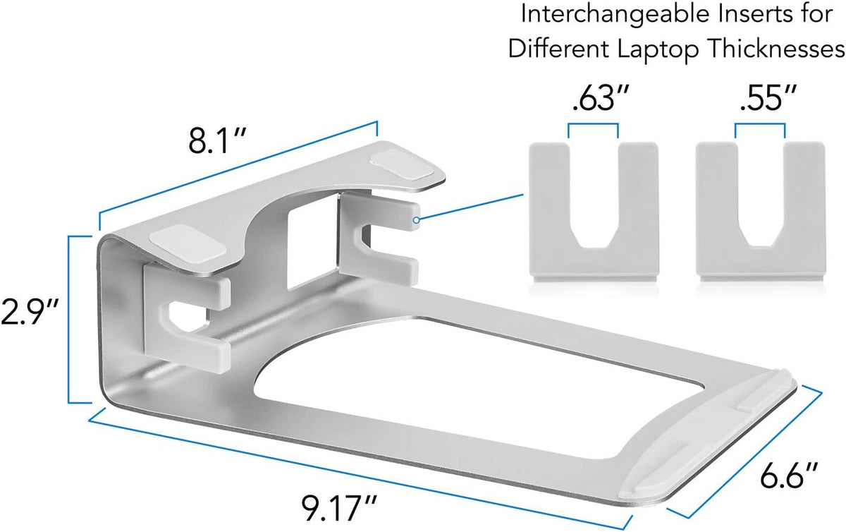 ! Vertical Laptop Stand for Desk, 2-in-1 Aluminum Laptop Holder & Angled Riser for 11–15 Inch Laptops, Space-Saving Laptop Dock for External Monitor Setup, Silver