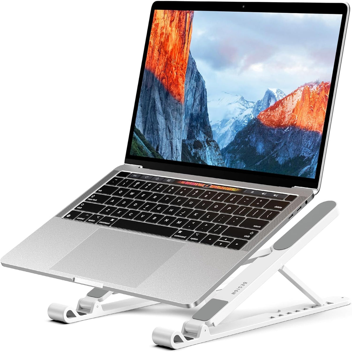 LS01 Pro Ergonomic Laptop Stand, Plastic Laptop Riser, Portable and Adjustable Notebook Computer Holder Compatible with 10-14" Laptops (Black)