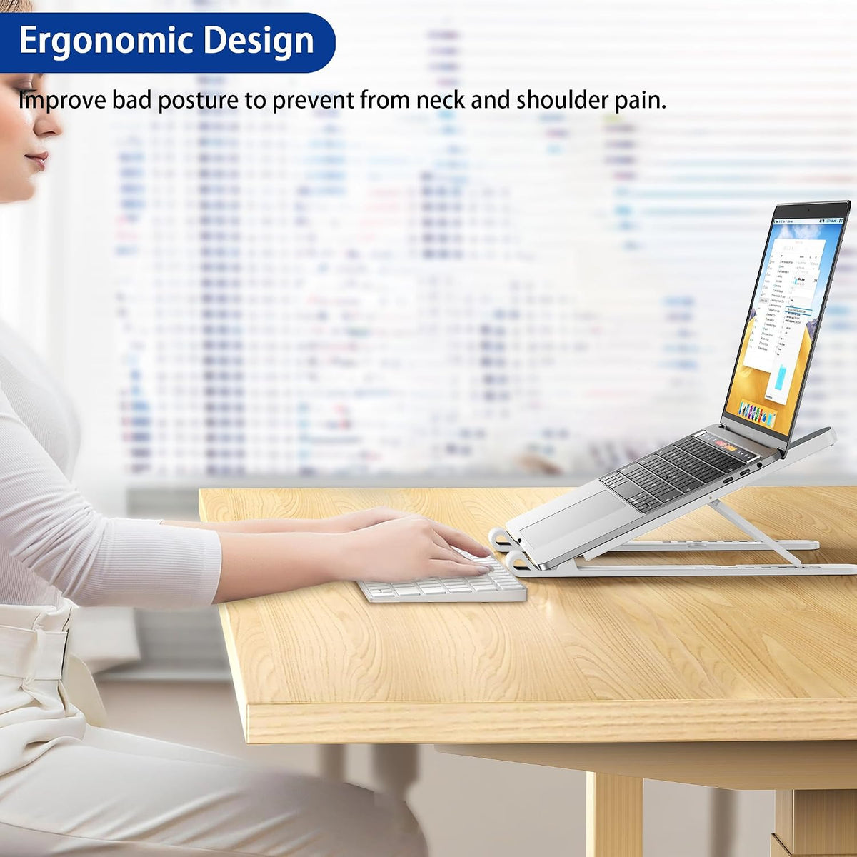 LS01 Pro Ergonomic Laptop Stand, Plastic Laptop Riser, Portable and Adjustable Notebook Computer Holder Compatible with 10-14" Laptops (Black)