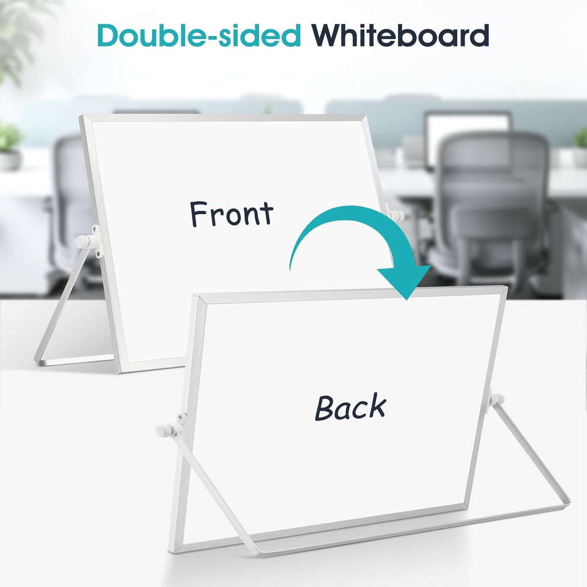 Dry Erase Small White Board, 16" x 12" Magnetic Desktop Whiteboard Stand