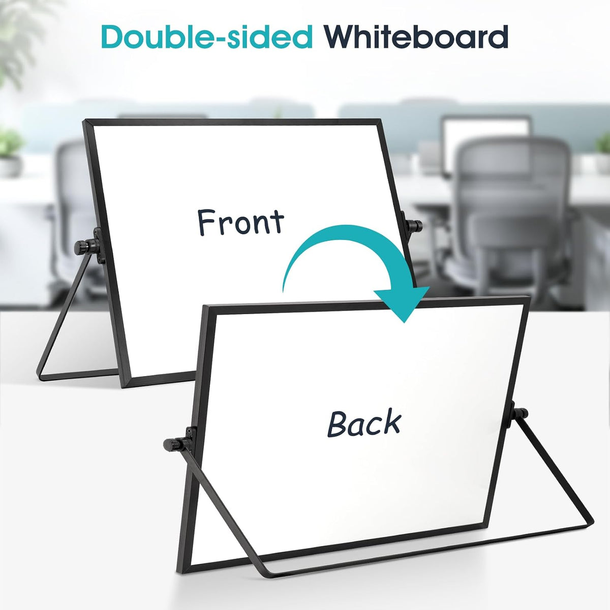 Dry Erase Small White Board, 16" x 12" Magnetic Desktop Whiteboard Stand