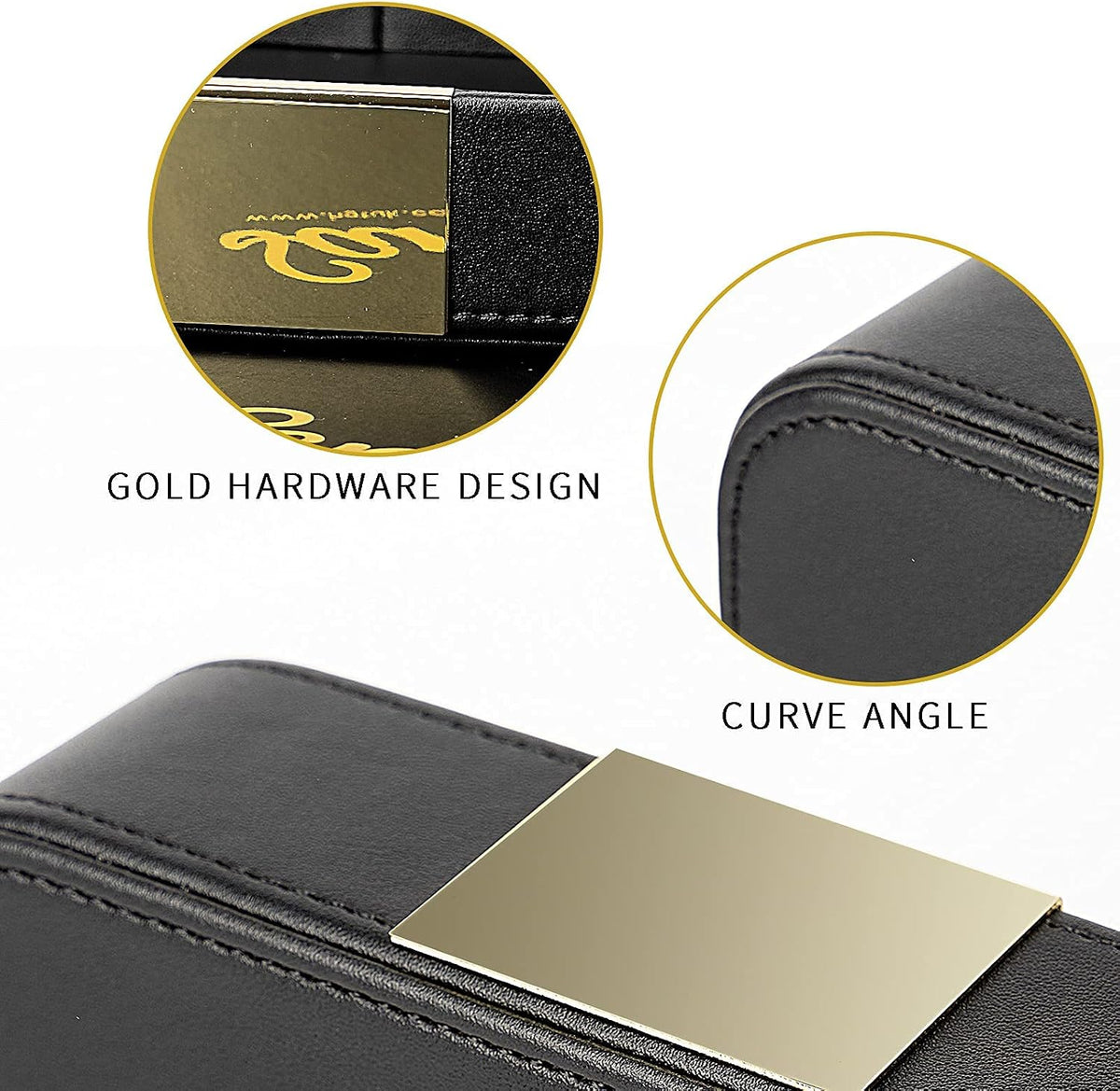 Leather Tray Organizer, Valet Tray Key Bowl (Metal Gilded, Black)