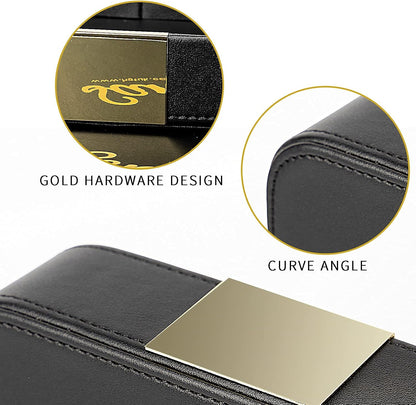 Leather Tray Organizer, Valet Tray Key Bowl (Metal Gilded, Black)