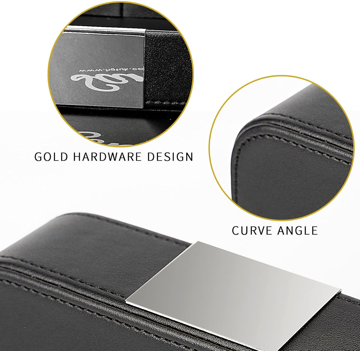 Leather Tray Organizer, Valet Tray Key Bowl (Metal Gilded, Black)