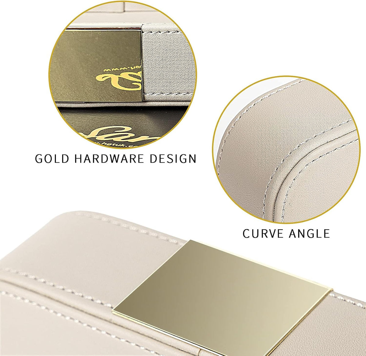 Leather Tray Organizer, Valet Tray Key Bowl (Metal Gilded, Black)