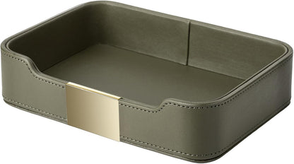 Leather Tray Organizer, Valet Tray Key Bowl (Metal Gilded, Black)