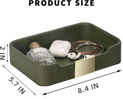 Leather Tray Organizer, Valet Tray Key Bowl (Metal Gilded, Black)