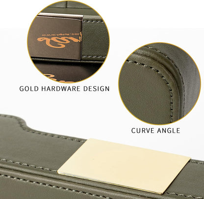 Leather Tray Organizer, Valet Tray Key Bowl (Metal Gilded, Black)