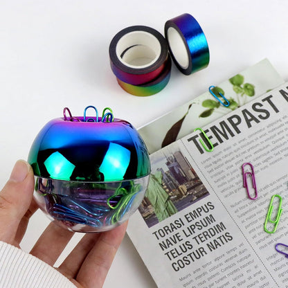Cute Magnetic Paper Clip Holder 100Pcs 1.1" Paperclips Dispenser Rainbow