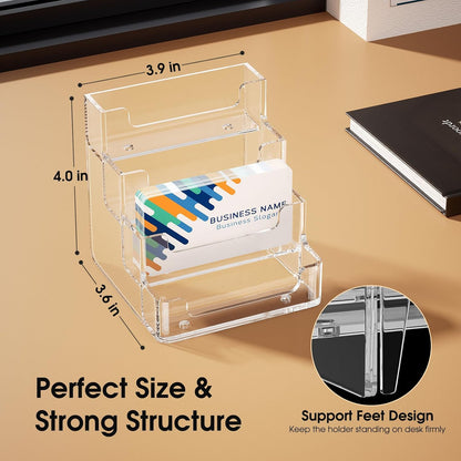Acrylic Business Card Holder, 320 Cards Capacity, 4 Pocket, 2 Pack