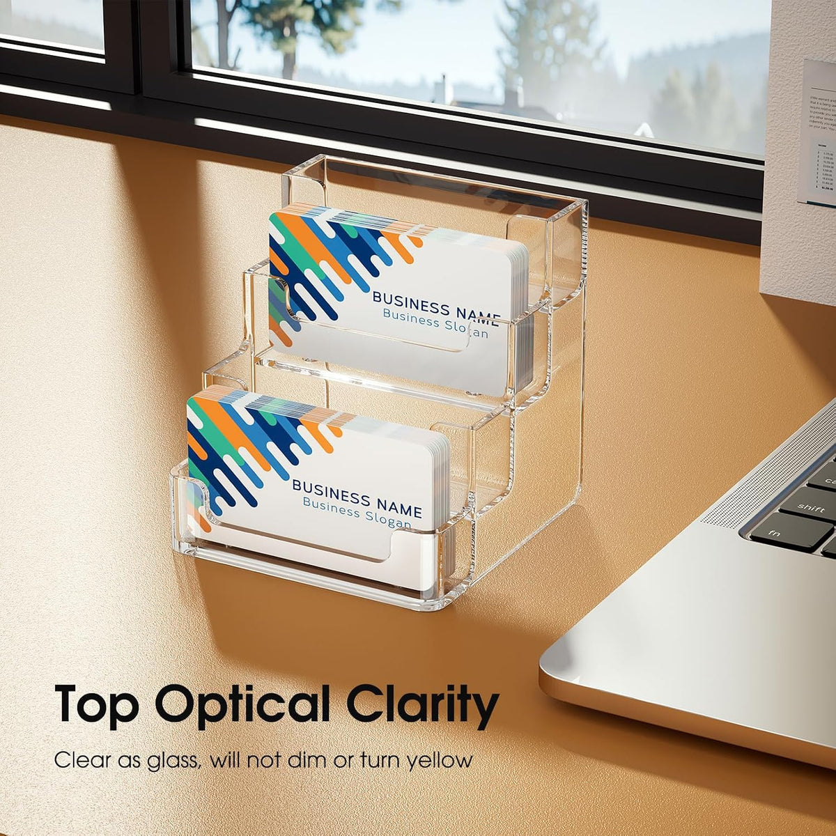 Acrylic Business Card Holder, 320 Cards Capacity, 4 Pocket, 2 Pack