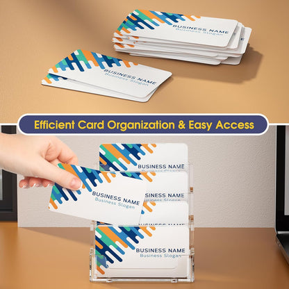 Acrylic Business Card Holder, 320 Cards Capacity, 4 Pocket, 2 Pack