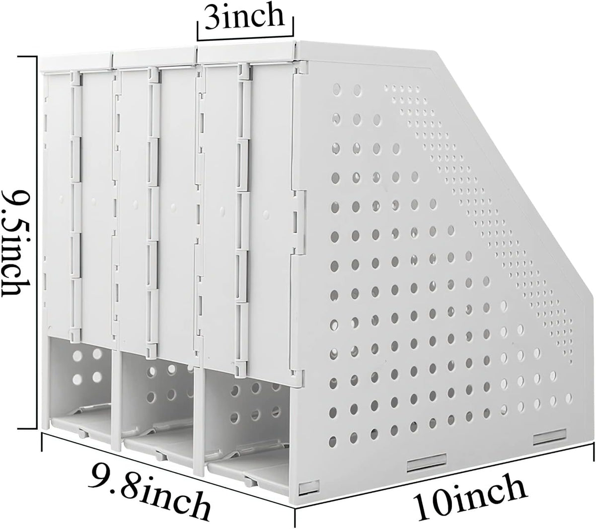 Collapsible Plastic Magazine File Holder Vertical Binder Storage Organizer for Desk Sturdy Upright Desktop Magazine Organizer Folder Rack for Office School Home (3 Compartments, Black)