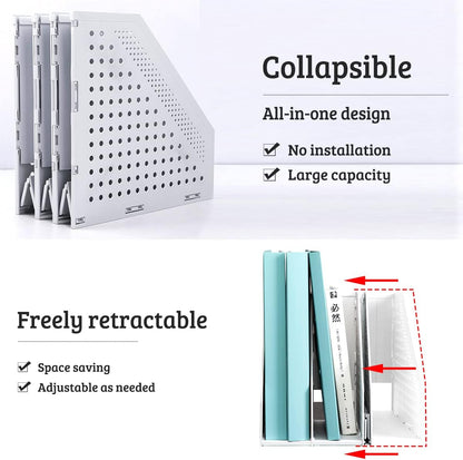 Collapsible Plastic Magazine File Holder Vertical Binder Storage Organizer for Desk Sturdy Upright Desktop Magazine Organizer Folder Rack for Office School Home (3 Compartments, Black)