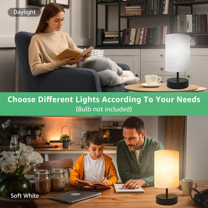 Small Lamp for Bedroom, Bedside Lamps for Night Stands, Mini Minimalist Table Lamp With Square Flaxen Fabric Shade, 11 Inch Desk Reading Lamp for Dorm Living Room Office