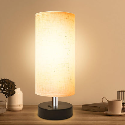 Small Lamp for Bedroom, Bedside Lamps for Night Stands, Mini Minimalist Table Lamp With Square Flaxen Fabric Shade, 11 Inch Desk Reading Lamp for Dorm Living Room Office