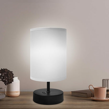 Small Lamp for Bedroom, Bedside Lamps for Night Stands, Mini Minimalist Table Lamp With Square Flaxen Fabric Shade, 11 Inch Desk Reading Lamp for Dorm Living Room Office