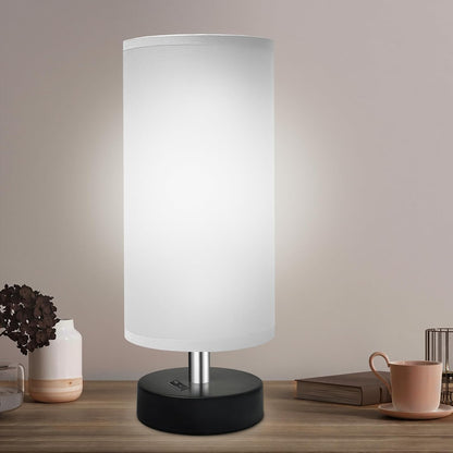 Small Lamp for Bedroom, Bedside Lamps for Night Stands, Mini Minimalist Table Lamp With Square Flaxen Fabric Shade, 11 Inch Desk Reading Lamp for Dorm Living Room Office