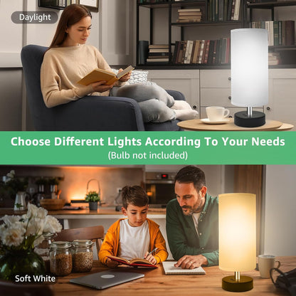 Small Lamp for Bedroom, Bedside Lamps for Night Stands, Mini Minimalist Table Lamp With Square Flaxen Fabric Shade, 11 Inch Desk Reading Lamp for Dorm Living Room Office