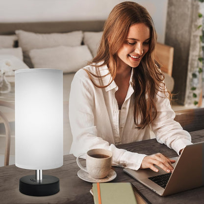 Small Lamp for Bedroom, Bedside Lamps for Night Stands, Mini Minimalist Table Lamp With Square Flaxen Fabric Shade, 11 Inch Desk Reading Lamp for Dorm Living Room Office