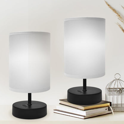 Small Lamp for Bedroom, Bedside Lamps for Night Stands, Mini Minimalist Table Lamp With Square Flaxen Fabric Shade, 11 Inch Desk Reading Lamp for Dorm Living Room Office