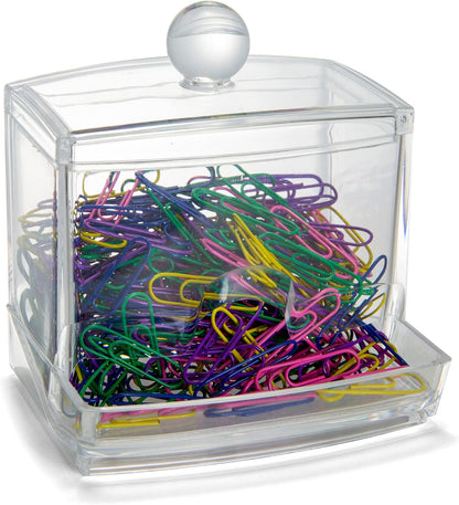 Self-Dispensing Paper Clip Holder with 250 Assorted Color Paper Clips, Clear Desk Organizer for Office Accessories, Office Supplies and Classroom Organization