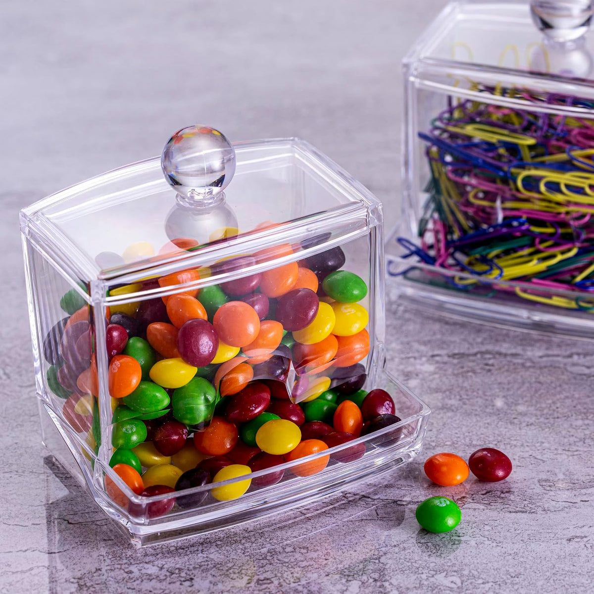 Self-Dispensing Paper Clip Holder with 250 Assorted Color Paper Clips, Clear Desk Organizer for Office Accessories, Office Supplies and Classroom Organization