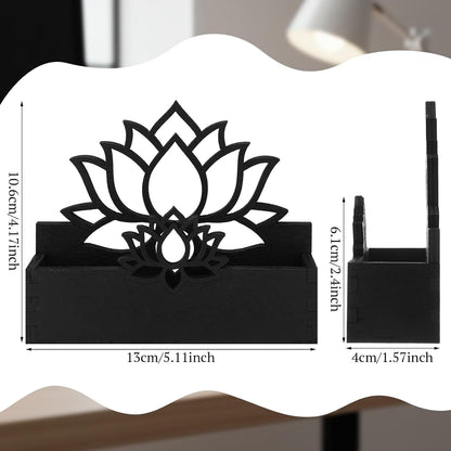 2 Pack Lotus Flower Business Card Holder, Wooden Decorative Business Card Holders for Desk Postcard Organizer Display Stand for Office Desktop(Dark Brown)