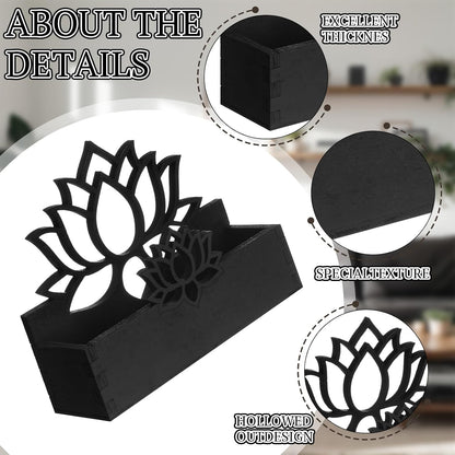 2 Pack Lotus Flower Business Card Holder, Wooden Decorative Business Card Holders for Desk Postcard Organizer Display Stand for Office Desktop(Dark Brown)