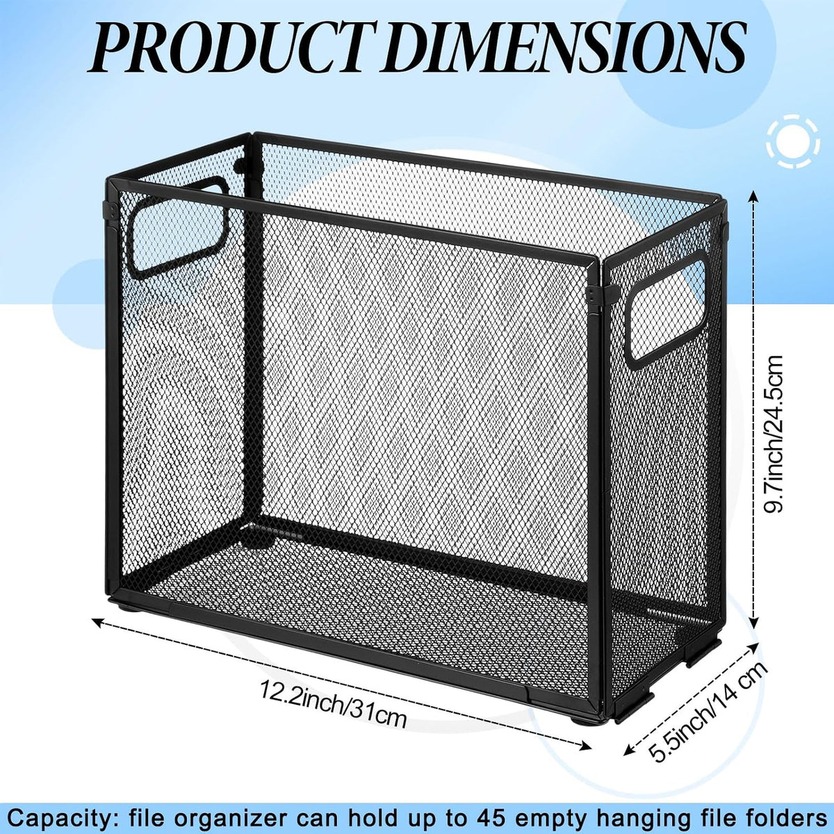 2 Pack Hanging File Holder, 10 Hanging Folders,Gray,Small