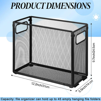 2 Pack Hanging File Holder, 10 Hanging Folders,Gray,Small