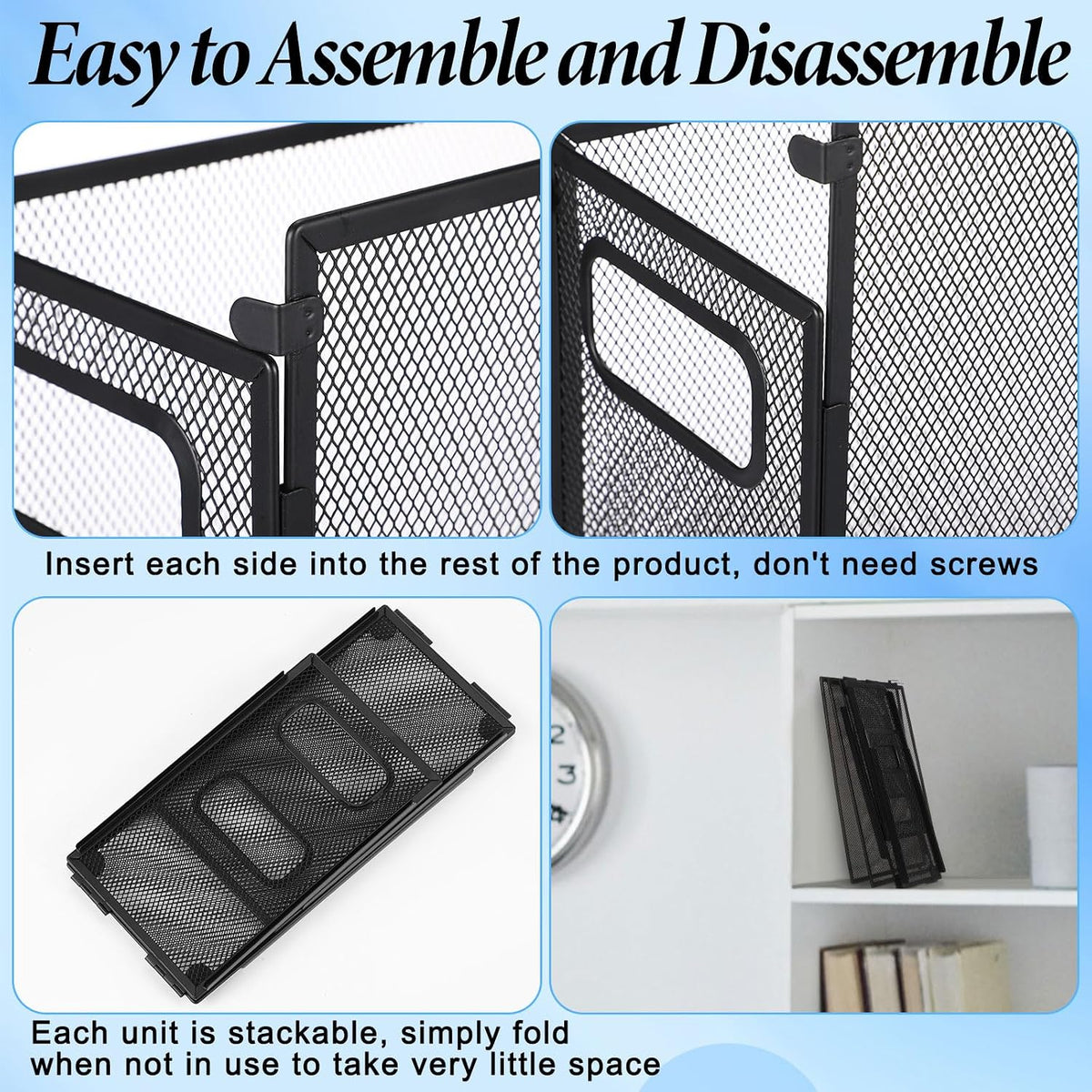 2 Pack Hanging File Holder, 10 Hanging Folders,Gray,Small