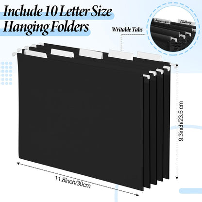 2 Pack Hanging File Holder, 10 Hanging Folders,Gray,Small
