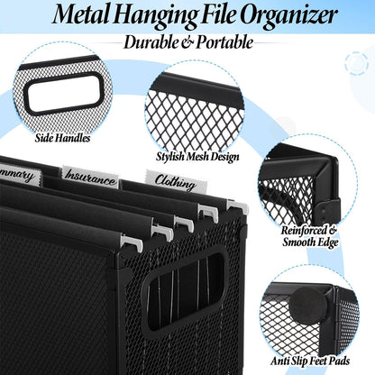 2 Pack Hanging File Holder, 10 Hanging Folders,Gray,Small