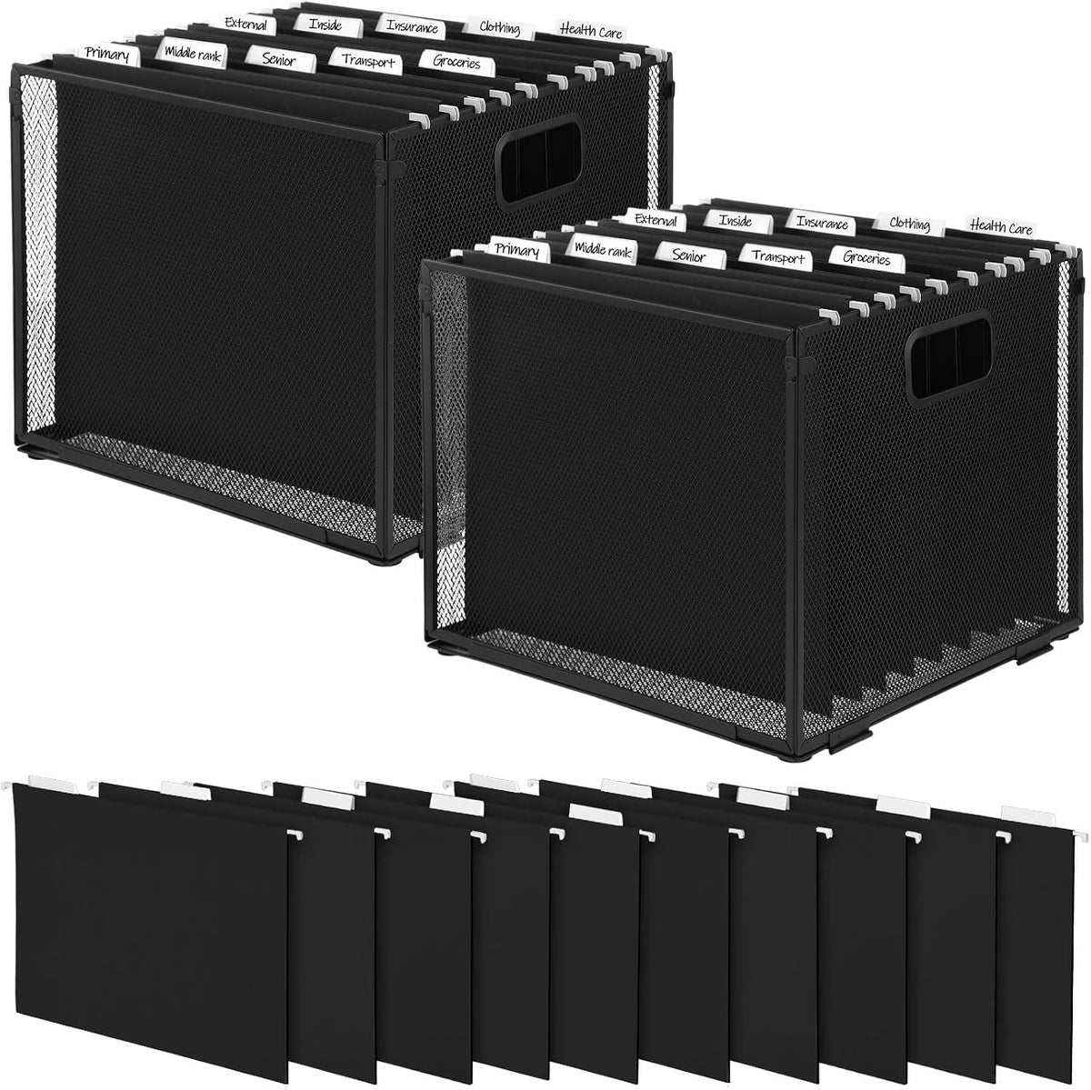 2 Pack Hanging File Holder, 10 Hanging Folders,Gray,Small